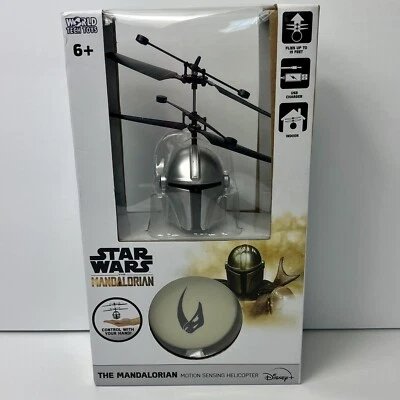 NEW Disney Star Wars The Mandalorian Motion Sensing UFO Helmet Helicopter - Image 1 of 3