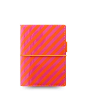 Filofax Domino Lack Taschen Organizer Orange/Rosa Streifen - Neu - 022576 - Bild 1 von 4