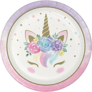 Unicorn Baby Shower Birthday Party Supplies Large Dinner Plates    - Picture 1 of 1