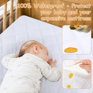 Waterproof Crib Mattress Protector 2 Pack, Quilted Crib Mattress Pad Cover Ul... - Picture 1 of 12