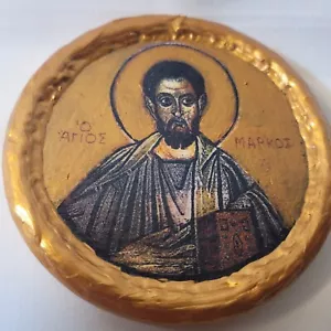 San Marco Marco Apostolo icona rotonda greco-ortodossa copta e bizantina - Foto 1 di 5