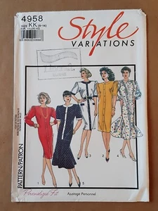 STYLE PATTERN - 4958 LADIES DRESS BUTTON FRONT STRAIGHT FLARED SKIRT 8-14 UNCUT - Bild 1 von 2