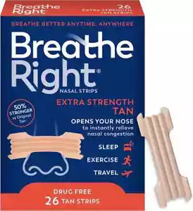 Breathe Right Nasal Strips, Extra Strength, Tan Nasal Strips, Help Stop Snoring, - Picture 1 of 7