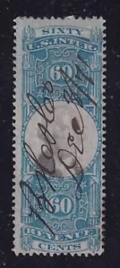US #116 Used w/Pen Cancel - 60c Second Issue Revenue- CV $250 - Picture 1 of 1