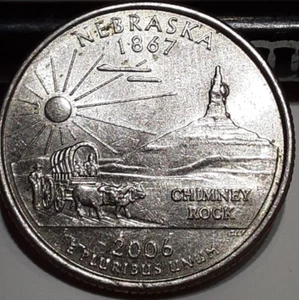 2006 P Die Chip Error Obverse / Reverse On Chimney Rock Nebraska State Quarter - Picture 1 of 17