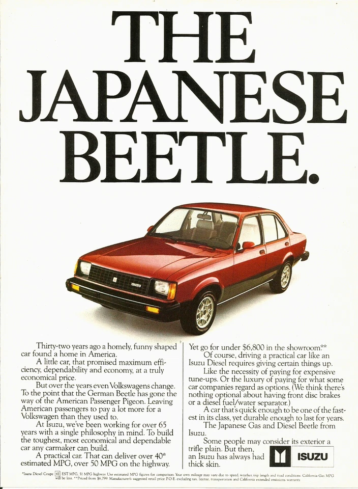 Isuzu Beetle 1982 rojo el escarabajo japonés impresión vintage anuncio de coche AD Foto 1 de 1