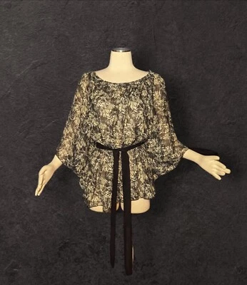 Blusa LILLY LOU Animal Cebra Estampado Guepardo Top Mangas KIMONO TRANSPARENTE XL Para Mujer  Foto 1 de 4