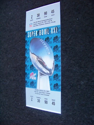 SB Super Bowl 21 XXI replica commemorative Broncos NY Giants ticket w/ score Cover
