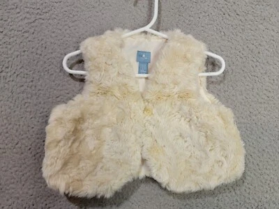 Chaleco de piel para bebé talla 2T bebé hueco sin mangas marfil imitación piel niñas pequeñas Foto 1 de 4