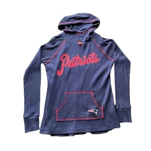 Distressed Y2K New England Patriots NFL thermal style hoodie size large - Picture 1 of 7