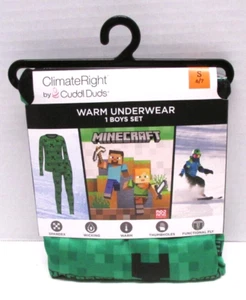 Climate Right by Cuddl Duds Boy Minecraft Warm Underwear 2-Piece Set Size S 6-7 - Picture 1 of 2