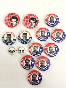 14) JOHN F. KENNEDY / ROBERT F. KENNEDY CAMPAIGN BUTTONs - Picture 1 of 10