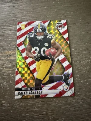 2025 Panini Mosaic Kaleb Johnson (RC) #315 Red and White Prizm Steelers - Image 1 of 2