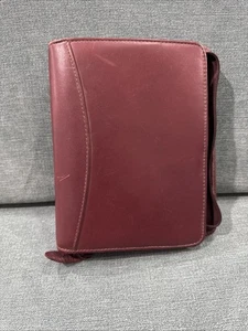 Franklin Quest 6x8" brown full grain nappa leather 6-ring binder planner cover - Picture 1 of 21