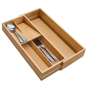 Expandable Bamboo Kitchen Drawer Organizer - Silverware Organizer - Utensil H... - Picture 1 of 5