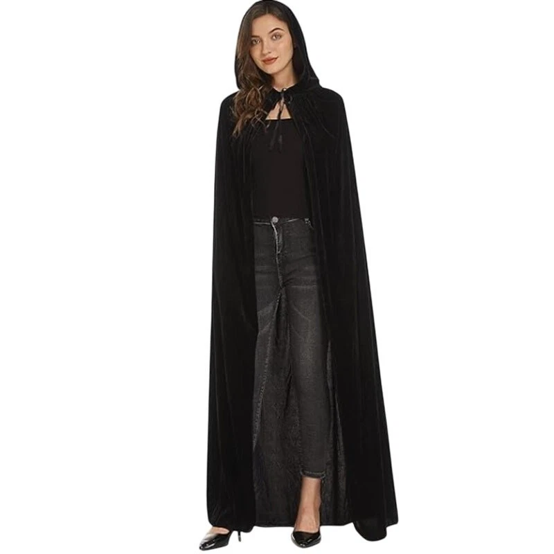 Capa Larga Con Capucha Unisex Para Halloween Y Disfraces – Tela Satinada, Colores Vivos, Tallas 110 A 170 Cm