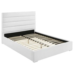 Coaster Felicity 53-inch Faux Leather Upholstered Queen Platform Bed in White - Picture 1 of 9