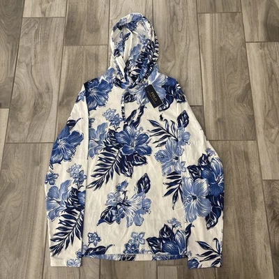 Polo Ralph Lauren Moletom com Capuz Masculino Pequeno Azul Hibisco Floral Tropical Manga Longa Novo com etiquetas - Imagem 1 de 4