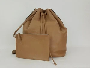 Brunello Cucinelli Camel Leather Monili Drawstring Shoulder Bag Backpack w Pouch - Picture 1 of 10