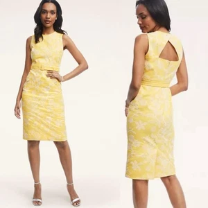Brooks Brothers Yellow White Stretch Cotton Floral Embroidered Dress Size 8 - Picture 1 of 12