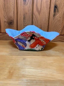 Handmade Quilted Winter Bright Snowmen with Hats Reversible Microwave Bowl Cozy - Picture 1 of 4