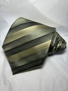 59” Van Huesen Classic Necktie Striped Olive Green Handmade - Picture 1 of 3