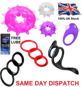 Penis Cock Ring Erection Enhancer Delay Ejaculation Aid Male Sex Toys for Men - Picture 1 of 37
