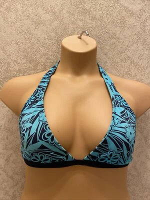 Top de bikini Joe Boxer. Estampado floral negro y azul. Talla grande Foto 1 de 4