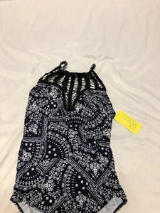 One Piece Swimsuit Costa Del Sol By Par Christina,Cage front.$80 Retai.Navy 0X - Picture 1 of 14
