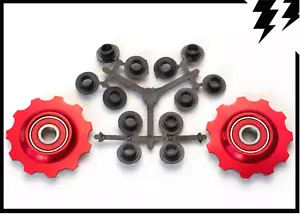 Mt Zoom RED Ceramic Bearing Alloy Jockey Wheels 11T PAIR fits shimano sram - Picture 1 of 6