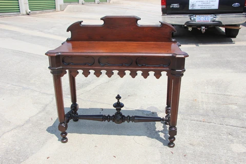 Walnut Victorian Gothic Console Hall Table ~ Ca.1860 Cover
