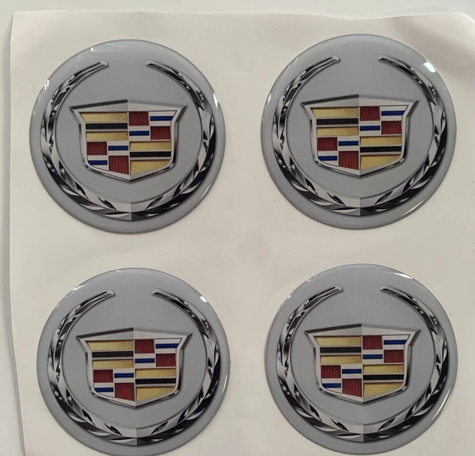 4 pcs Silicone Sticker for Wheel Center Hub Cap CADILLAC , Dome Emblem Logo - Image 1 of 1