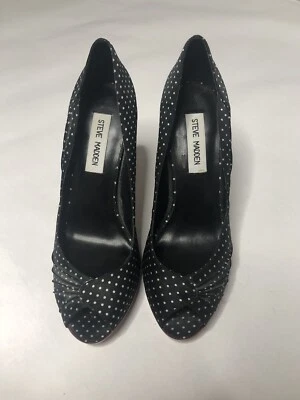 Zapatos de tacón alto Steve Madden para mujer talla 7,5 M negro blanco lunares Foto 1 de 4