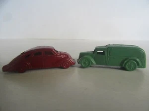 Vintage Tootsie Toy Delivery Van & Chrysler Coupe Car Cracker Jack Toys - Picture 1 of 12