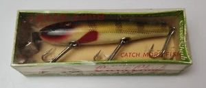Señuelo vintage Creek Chub Pikie Minnow 701 perca ojo de vidrio madera, caja, sin inserto - Imagen 1 de 10