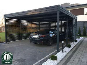 Stahlcarport Garage Schuppen Überdachung Doppel Carport Singlecarport Holz-Optik - Bild 1 von 12