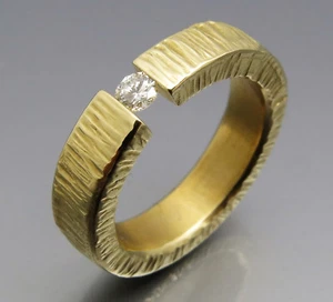DISEÑO REIF - EXCELENTE ANILLO DE TENSIÓN VVSI BRILLANTE - DISEÑO IKONE - ÚNICO - ORO 585 - Imagen 1 de 8