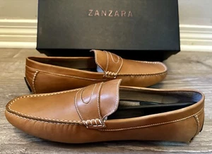 New Zanzara Slip Ons Tan Leather Dress Shoes Mens Size 11.5 - Picture 1 of 8