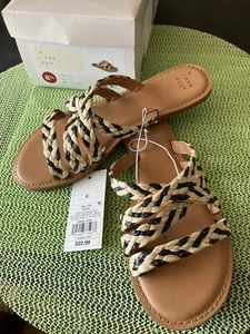 A New Day Women’s 6.5 Black/tan Lalli slide on sandals NIB FREE Shipping! - Picture 1 of 5