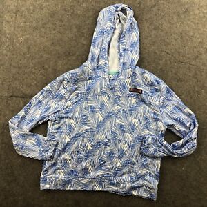 Vineyard Vines Hoodie Girls Large Blue Geometric Big Logo Spell Out Casual Youth