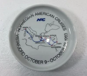 Norwegian American Cruises Pin Dish Map 1983 Rosenthal Studio Line Vistafjord - Imagen 1 de 5