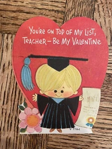 Vintage Mid Century Kind Valentinstag Karte gestanzt - You’re At The Top If My List - Bild 1 von 1