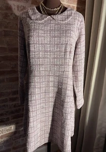 New! Allegra K Collared Boucle Dress Long Sleeve Fit & Flare Vintage Look XL - Picture 1 of 8