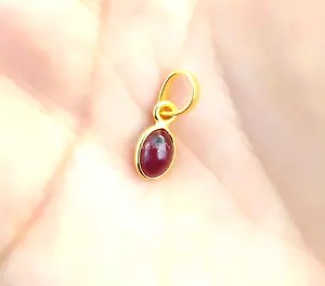 Lab Created Ruby Gold charm ,18k Gold Charm, Handmade Jewelry - Picture 1 of 4