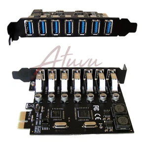 Carte 7 ports USB 3.0 PCI Express PCIe PCI-E x1 5Gb/s Windows Linux Ubuntu - Photo 1/7