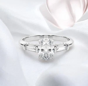 1.50 Ct Oval Cut IGI GIA Certified Lab Grown Diamond Wedding Ring 950 Platinum - Picture 1 of 9