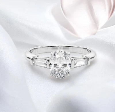 1.50 Ct Oval Cut IGI GIA Certified Lab Grown Diamond Wedding Ring 950 Platinum - Image 1 of 4