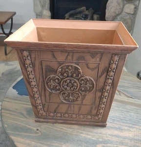 Pattumiera vintage metà secolo Max Klein marrone finto legno cestino rifiuti plastica 11,5" - Foto 1 di 5