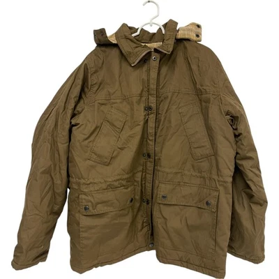 Jaqueta Haband Barn Masculina Tamanho G Marrom Flanela Forrada Com Capuz Impermeável Manga Longa - Imagem 1 de 4