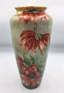 Vintage T&V CO Limoges France Porzellan Vase handbemalt Blumenmuster  - Bild 1 von 8
